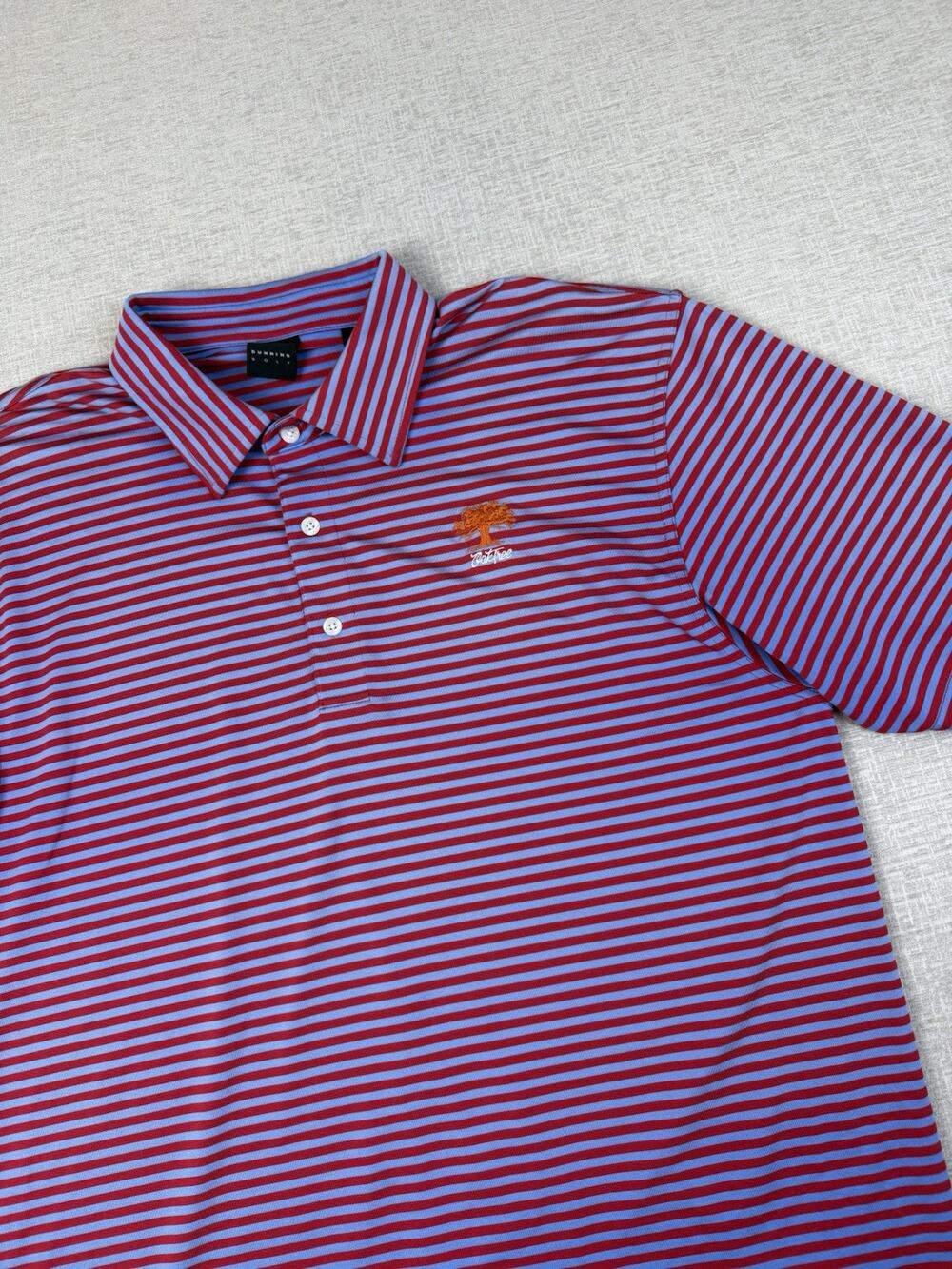 Dunning Golf Oak Tree Golf Club Polo Shirt Mens XL Red Blue Striped Performance